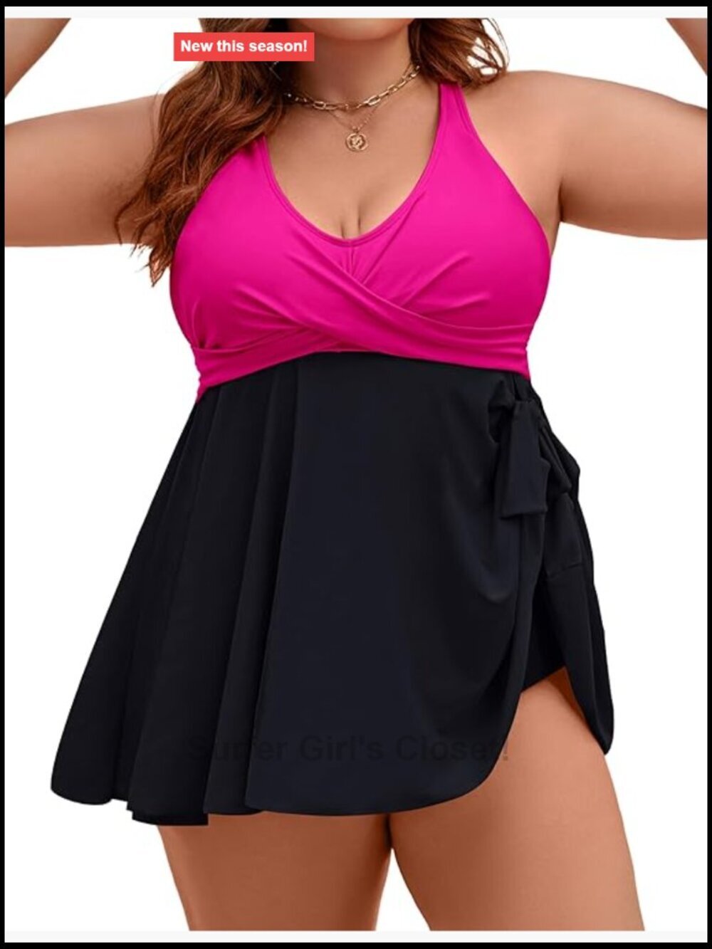 Plus Size Tankini Swimsuit Two Piece Tummy Control Swim Dress with Shorts